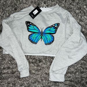 Butterfly crop top sweater
